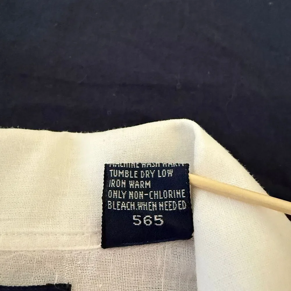 Lands’ End White Linen Blouse | British Hong Kong | Size 14 Classic
